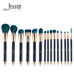 Load image into Gallery viewer, Jessup brushes 15pcs Makeup Brushes Set brush Powder Foundation Eyeshadow Eyeliner Lip Contour Concealer Smudge Blue/Darkgreen
