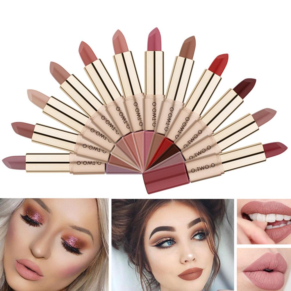 OTWOO 2 in 1 Fashion Women Matte Lipstick Lip Gloss Waterproof Long Lasting Non-sticky Makeup Cosmetics