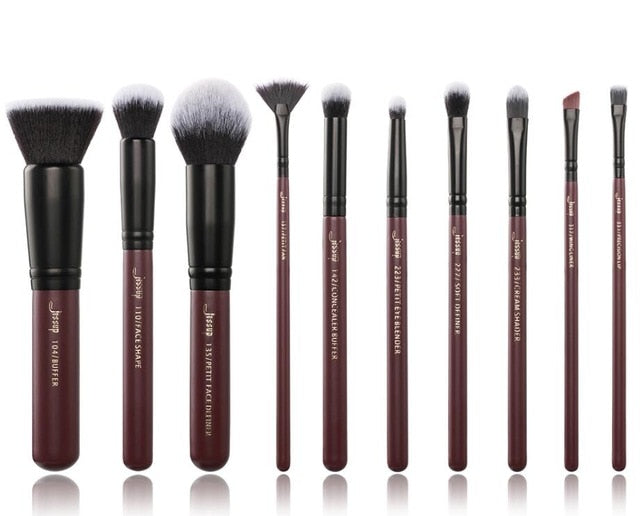 Jessup Makeup Brushes Set & Cosmetic Bag Dropshipping pincel maquiagem Concealer Eyelashes Eyeshadow brushes 10pcs T259 CB004