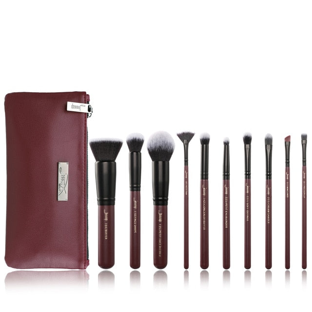 Jessup Makeup Brushes Set & Cosmetic Bag Dropshipping pincel maquiagem Concealer Eyelashes Eyeshadow brushes 10pcs T259 CB004