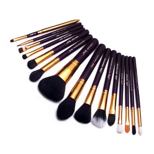 Jessup make up brush Set Purple/Gold brochas maquillaje Synthetic-Hair Cosmetic Kit Powder Foundation Blush Lipsticks 15pcs