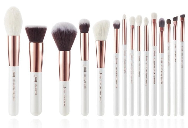 Jessup brushes Pearl White / Rose Gold Professional Makeup Brushes Set Make up Brush Tool Foundation Powder Definer Shader Liner