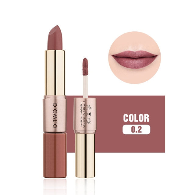 O.TWO.O Lip Makeup Lipstick 12 Colors Matte Lipstick Liquid OTWOO Cosmetics Waterproof Long lasting Lip Gloss Lipstick 2 in 1