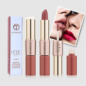 OTWOO 2 in 1 Lip Makeup Matte Lipstick Lip Gloss Waterproof Long Lasting Velvet Non-sticky Makeup Lipsticks Beauty Lips 20 color