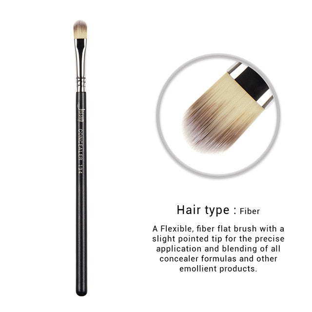 Jessup 1pc Professional Make up Brush Fibre Hair Concealer Eyeliner Blending EyeShader Lip Black- Silver Beauty Cosmetic Tool