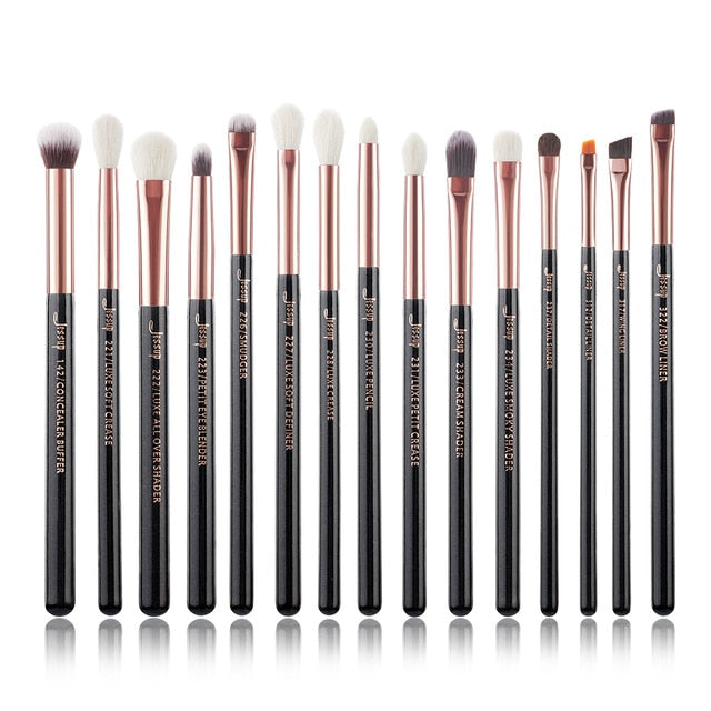 Jessup Rose Gold/Black Professional Makeup Brushes Set Make up Brush Tools kit Eye Liner Shader natural-synthetic hair