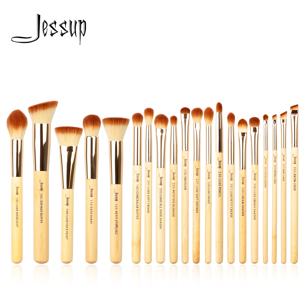 Jessup brushes 20pcs Bamboo Professional Makeup Brushes Set Make up Brush Tools kit Foundation Powder Brushes Eye Shader
