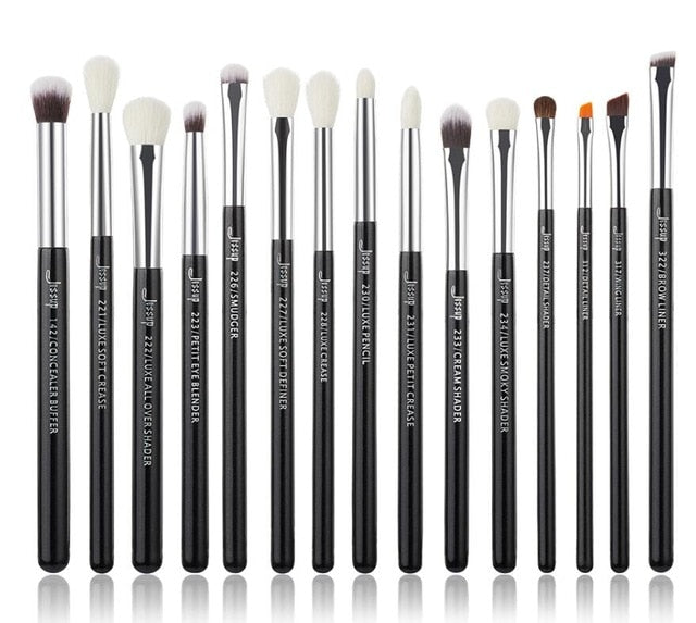 Jessup Make up Brushes Set Brush Makeup Brush 15pcs Black/Silver Eye Liner Shader Natural-synthetic hair