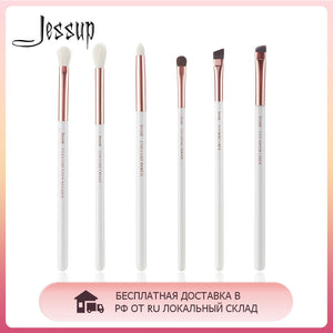 Jessup 6pcs Pearl White / Rose Gold Professional Makeup Brushes Set Make up Brush Tool Eye Shader Liner natural-synthetic hair