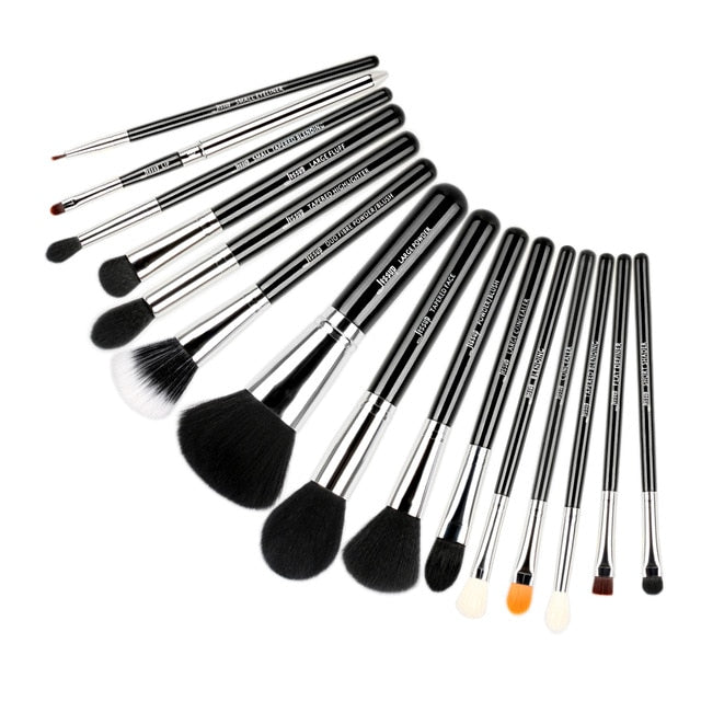 Jessup make up brush Set Purple/Gold brochas maquillaje Synthetic-Hair Cosmetic Kit Powder Foundation Blush Lipsticks 15pcs