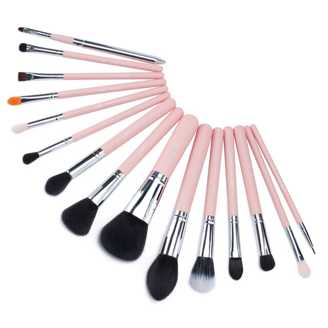Jessup make up brush Set Purple/Gold brochas maquillaje Synthetic-Hair Cosmetic Kit Powder Foundation Blush Lipsticks 15pcs
