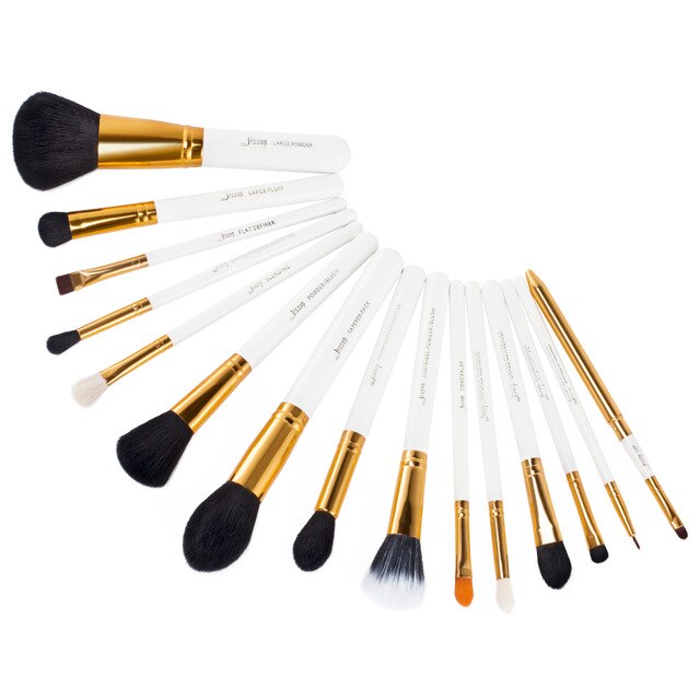 Jessup make up brush Set Purple/Gold brochas maquillaje Synthetic-Hair Cosmetic Kit Powder Foundation Blush Lipsticks 15pcs