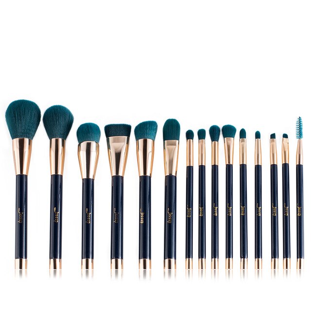 Jessup brushes 15pcs Makeup Brushes Set brush Powder Foundation Eyeshadow Eyeliner Lip Contour Concealer Smudge Blue/Darkgreen