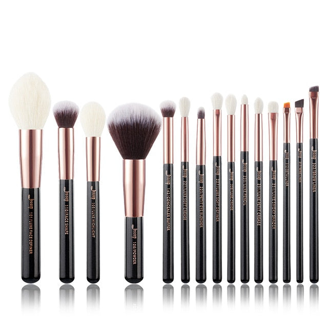 Jessup Brand Black/Silver Professional Makeup Brushes Brush set Beauty Tools Make up Foundation Powder natural-synthetic hair
