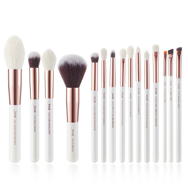 Jessup Brand Black/Silver Professional Makeup Brushes Brush set Beauty Tools Make up Foundation Powder natural-synthetic hair
