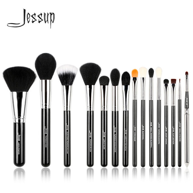 Jessup 15pcs Makeup Brushes brush Set make up Cosmetic beauty Powder Foundation Eyeshadow Eyeliner Lip Brush Tool Black / Gold