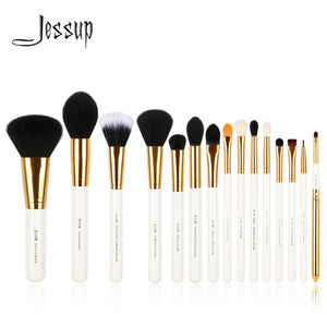 Jessup 15pcs Makeup Brushes brush Set make up Cosmetic beauty Powder Foundation Eyeshadow Eyeliner Lip Brush Tool Black / Gold