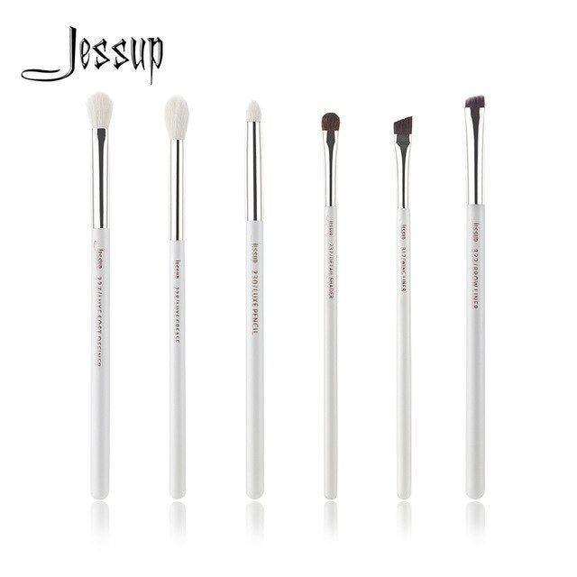 Jessup Pearl White/Silver Professional Makeup Brushes Set Make up Brush Tools kit Eye Shader Liner natural-synthetic hair