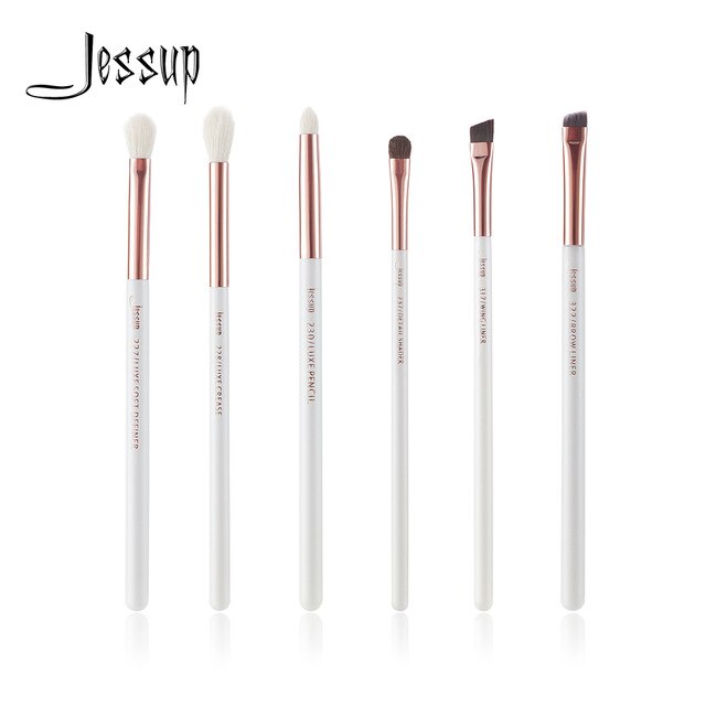 Jessup Pearl White/Silver Professional Makeup Brushes Set Make up Brush Tools kit Eye Shader Liner natural-synthetic hair