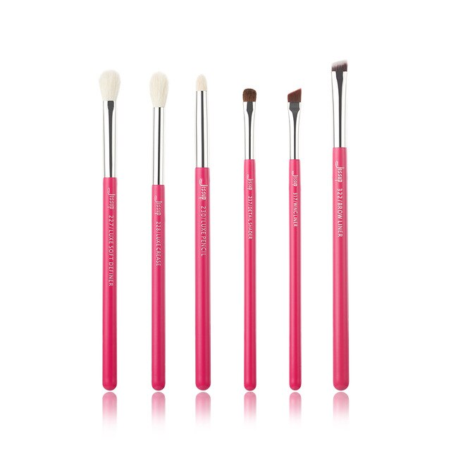 Jessup Rose-carmin/Silver Professional Makeup Brushes Set Beauty Tools Make up Brush kit Eye Shader Liner natural-synthetic hair