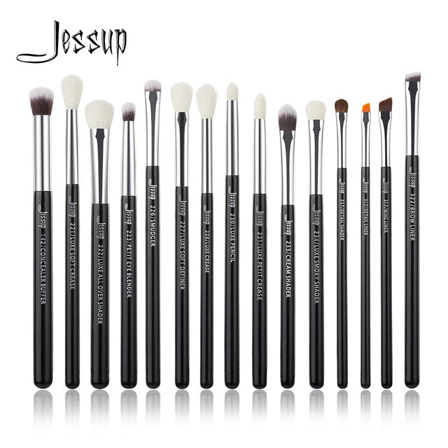 Jessup Pearl White/Silver Professional Makeup Brushes Set Make up Brush Tools kit Eye Liner Shader natural-synthetic hair
