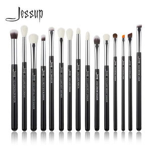 Jessup Pearl White/Silver Professional Makeup Brushes Set Make up Brush Tools kit Eye Liner Shader natural-synthetic hair