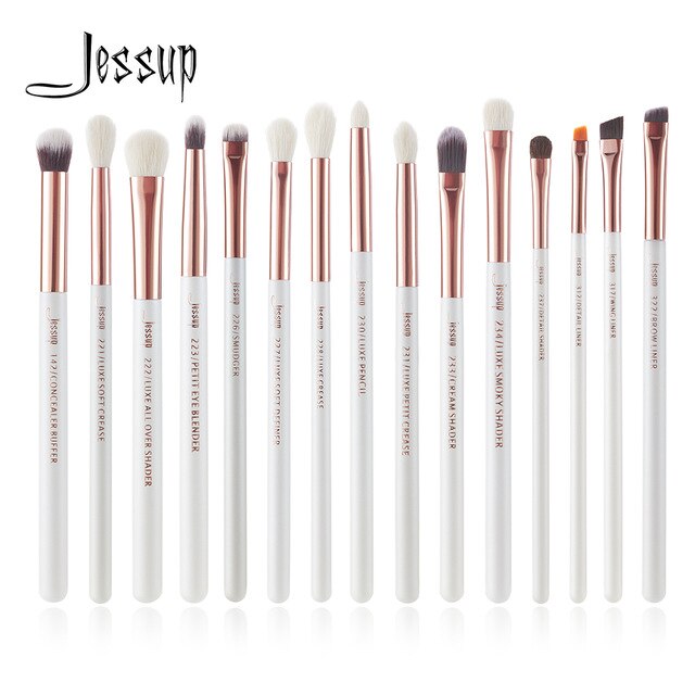 Jessup Pearl White/Silver Professional Makeup Brushes Set Make up Brush Tools kit Eye Liner Shader natural-synthetic hair