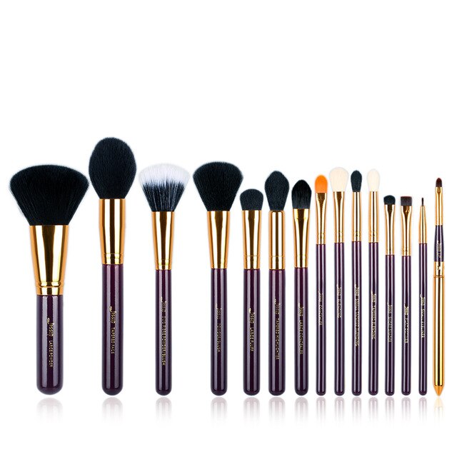 Jessup set 15pcs Purple/ Gold Makeup Brushes Set Cosmetics Tool Make up Brush Powder Foundation Eyeshadow Eyeliner Lip