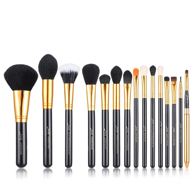 Jessup set 15pcs Purple/ Gold Makeup Brushes Set Cosmetics Tool Make up Brush Powder Foundation Eyeshadow Eyeliner Lip