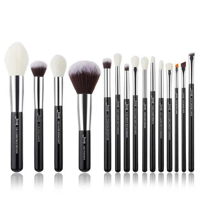 Jessup brushes Rose Gold / Black Professional Makeup Brushes Set Foundation Powder Make up brush Pencil natural-synthetic hair