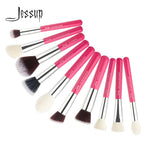 Load image into Gallery viewer, Jessup brushes 10pcs Black/Silver Face Makeup brushes set beauty Cosmetic Make up brush Contour Powder blush
