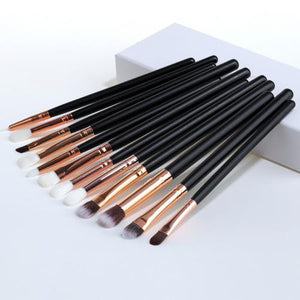 OTWOO 12Pcs/Set Novice Wooden Handle Makeup Eye Brushes for Eyeshadow Eyeliner