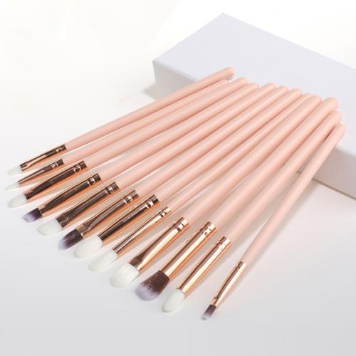 OTWOO 12Pcs/Set Novice Wooden Handle Makeup Eye Brushes for Eyeshadow Eyeliner