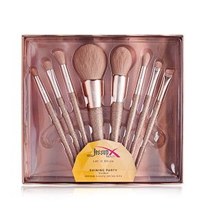 Jessup Shining Party Golden brush makeup brush Powder Blusher Eyeshadow Foundation brush Synthetic hair Gift box