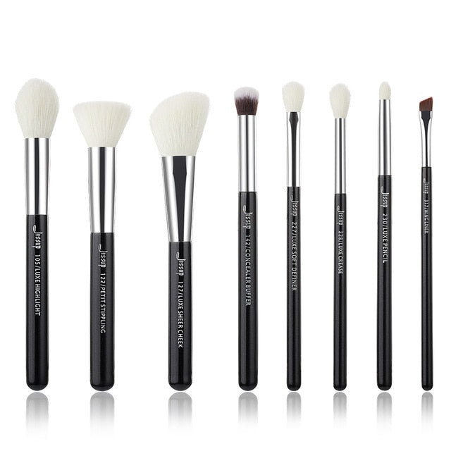 Jessup Makeup brushes set Black/Silver Professional with Natural Hair Foundation Powder Eyeshadow Make up Brush Blush 6pcs-25pcs