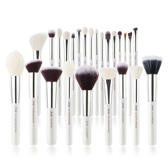 Jessup Pearl White/Silver Makeup brushes set Beauty Foundation Powder Eyeshadow Make up Brushes High quality 6pcs-25pcs