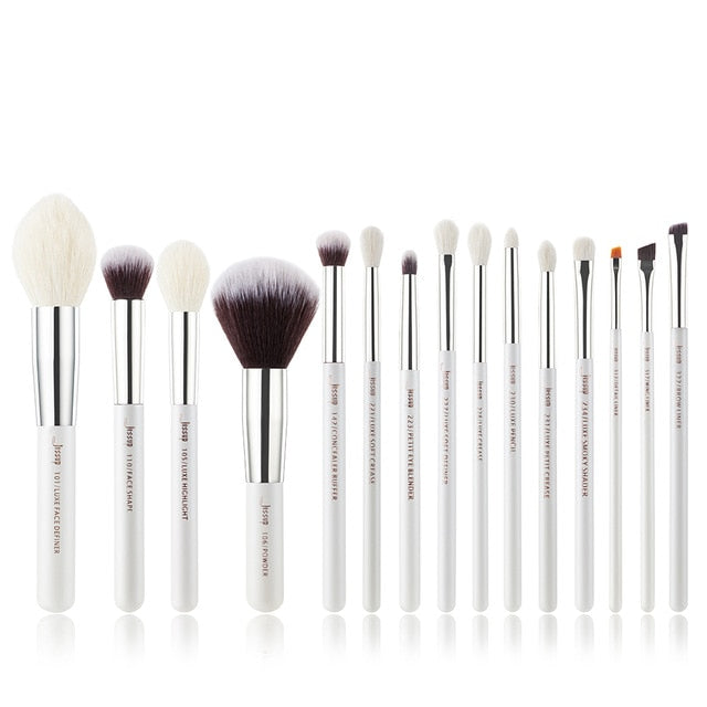 Jessup Pearl White/Silver Makeup brushes set Beauty Foundation Powder Eyeshadow Make up Brushes High quality 6pcs-25pcs