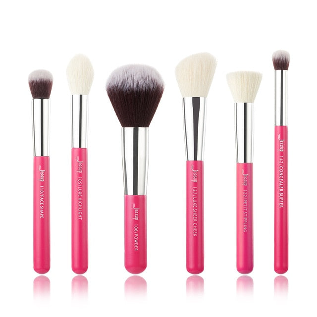 Jessup Rose-carmin/Silver Makeup brushes set Beauty Foundation Powder Eyeshadow Make up Brush 6pcs-25pcs Natural-synthetic hair