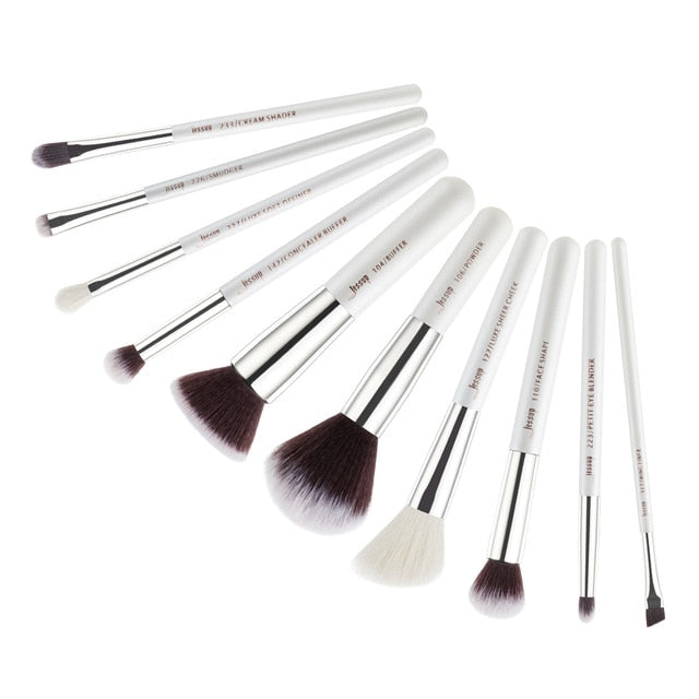 Jessup Makeup Brushes Set White/Silver 6-25pcs Dropshipping pincel maquiagem Eyeshadow Foundation Eyeliner Goat-Synthetic Hair