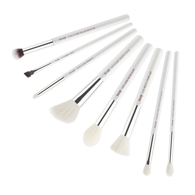 Jessup Makeup Brushes Set White/Silver 6-25pcs Dropshipping pincel maquiagem Eyeshadow Foundation Eyeliner Goat-Synthetic Hair