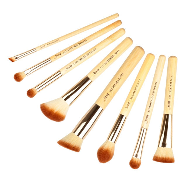 Jessup Makeup Brushes Set Bamboo Foundation Powder Eyeliner Bronzer Sculpting brush pincel maquiagem Professional Cosmetic Tool