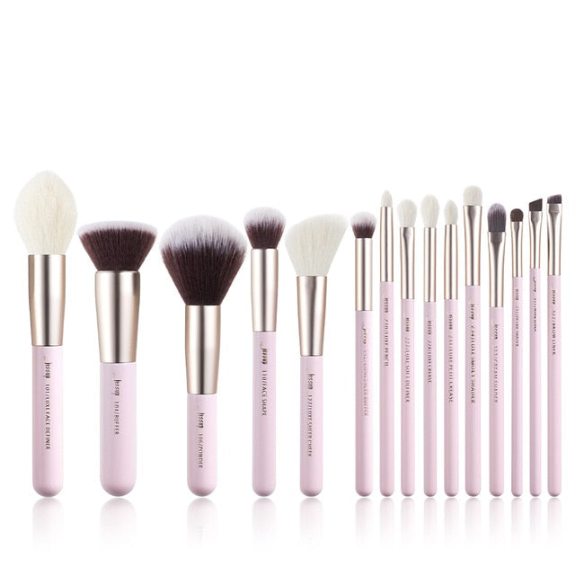 Jessup brushes Pearl White / Rose Gold Professional Makeup Brushes Set Make up Brush Tool Foundation Powder Definer Shader Liner