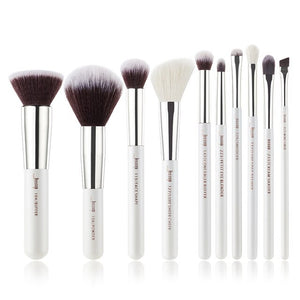 Jessup Brand Pearl White/Silver Professional Makeup Brushes Set Make up Brush Tools kit Foundation Powder Buffer Cheek Shader