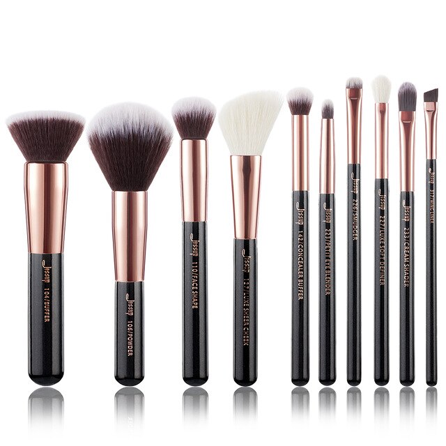 Jessup Brand Pearl White/Silver Professional Makeup Brushes Set Make up Brush Tools kit Foundation Powder Buffer Cheek Shader