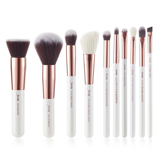 Jessup Brand Pearl White/Silver Professional Makeup Brushes Set Make up Brush Tools kit Foundation Powder Buffer Cheek Shader