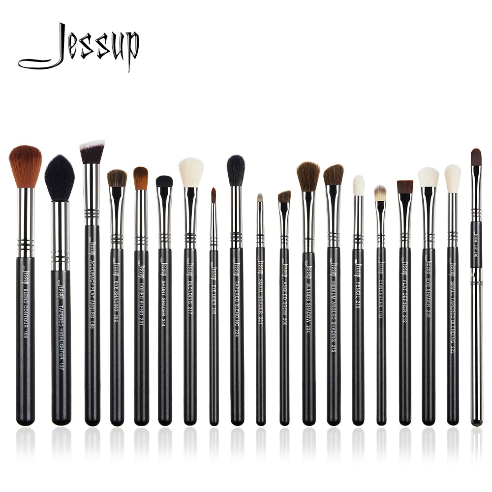 Jessup brushes 19pcs Black/Silver Makeup Brushes Set Cosmetic tools Beauty Make up Brush Eyeliner Concealer Lip Pencil