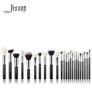 Jessup Black/Silver Professional Makeup Brushes Set Foundation Powder Eyeshadow Make up Brush Blushes natural-synthetic hair