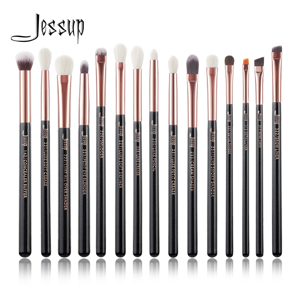 Jessup Rose Gold/Black Professional Makeup Brushes Set Make up Brush Tools kit Eye Liner Shader natural-synthetic hair