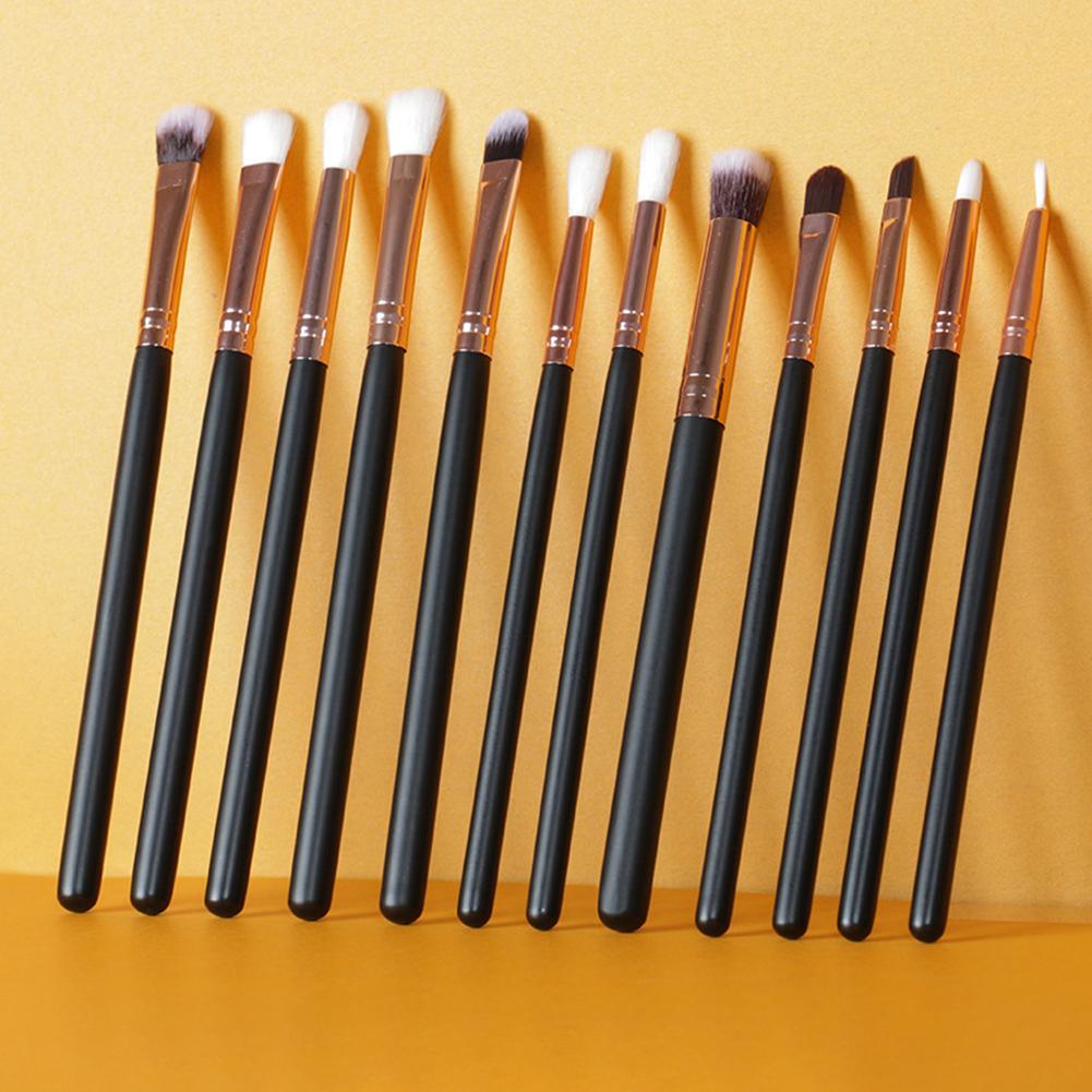 OTWOO 12Pcs/Set Novice Wooden Handle Makeup Eye Brushes for Eyeshadow Eyeliner Environment-friendly material, soft  comfortable.