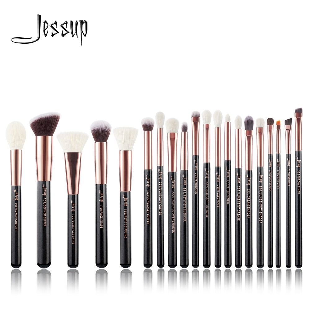 Jessup Rose Gold /Black Professional Makeup Brushes Set Make up Brush Tools kit Foundation Powder Brushes natural-synthetic hair